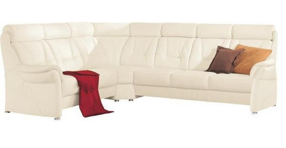 ECKSOFA in Echtleder Weiß  - Alufarben/Weiß, KONVENTIONELL, Leder/Metall (245/298cm) - Cantus