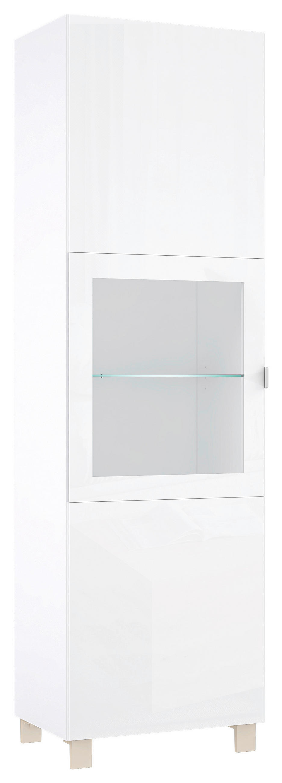 VITRINE in Weiß  - Edelstahlfarben/Champagner, Design, Glas/Holzwerkstoff (60/203,5/41,5cm) - Hom`in