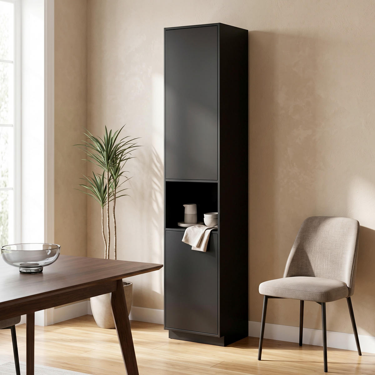 BUFFET 40/210/40 cm  in Schwarz  - Schwarz, Design, Holz (40/210/40cm) - Livetastic