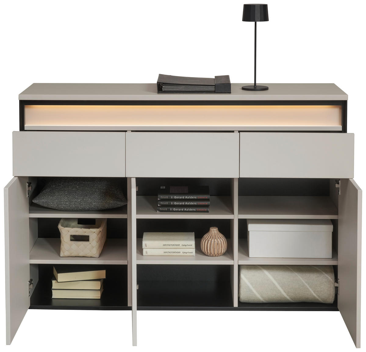 SIDEBOARD  in 130/88/38 cm  - Beige/Schwarz, KONVENTIONELL, Holzwerkstoff (130/88/38cm) - Voleo