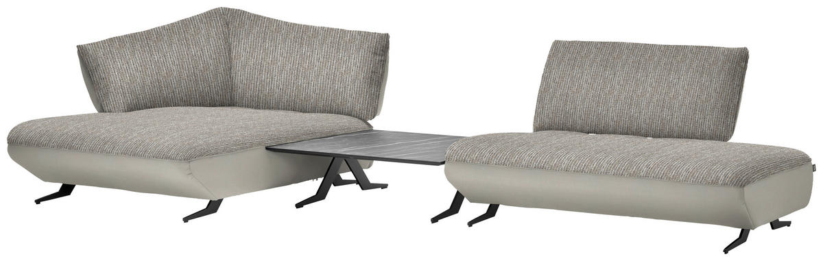 ECKSOFA  in Webstoff, Struktur Naturfarben, Sandfarben  172/265 cm  - Sandfarben/Anthrazit, Design, Textil/Metall (172/265cm) - Joop!