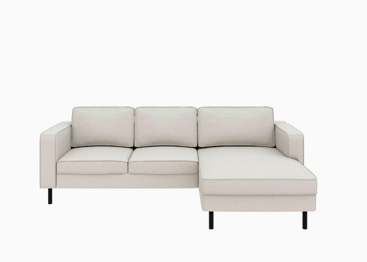 ECKSOFA WATKINS Sandfarben Struktur  - Sandfarben/Schwarz, MODERN, Textil/Metall (232/161cm) - Trendmanufaktur