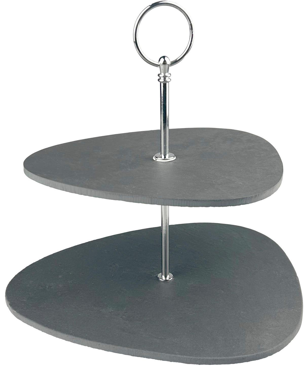 ETAGERE 2-stöckig - Alufarben/Grau, Basics, Stein/Metall (25/24/21cm) - Ambia Home