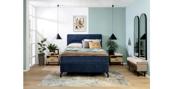 BOXSPRINGBETT 140/200 cm  in Dunkelblau  - Schwarz/Dunkelblau, Design, Textil/Metall (140/200cm) - Esposa