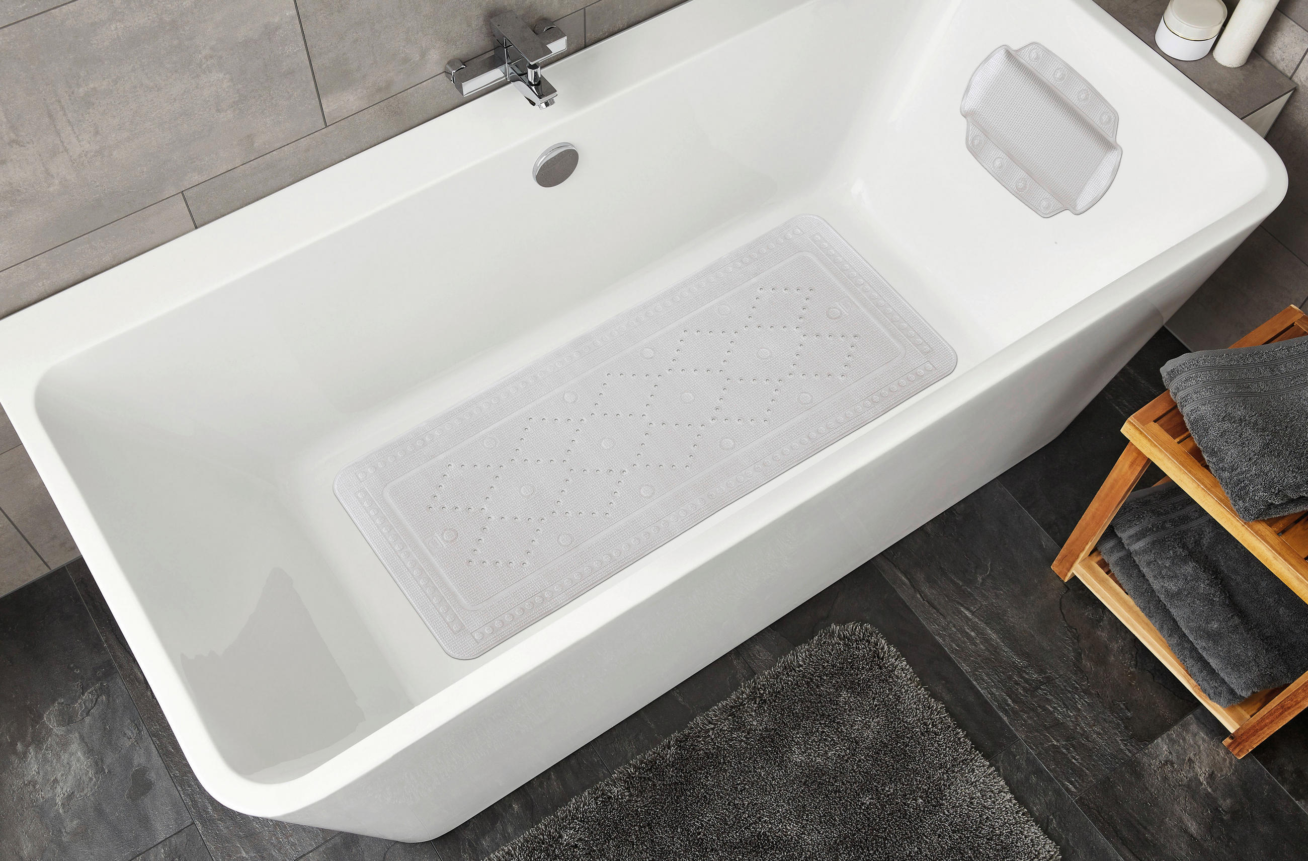 BADEWANNENEINLAGE Kunststoff  - Grau, Basics, Kunststoff (36/92cm) - Kleine Wolke