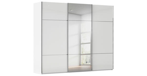 SCHWEBETÜRENSCHRANK  in Weiß  - Chromfarben/Weiß, KONVENTIONELL, Glas/Holzwerkstoff (301/223/68cm) - Novel