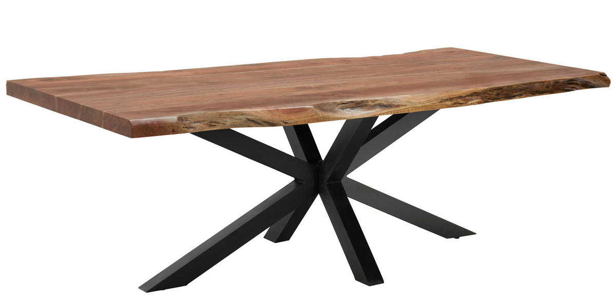 COUCHTISCH Akazie massiv 125/75/45 cm rechteckig Schwarz, Akaziefarben  - Schwarz/Akaziefarben, Natur, Holz/Metall (125/75/45cm) - Landscape