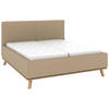 POLSTERBETT 180/200 cm,  in Beige, Matratze, Lattenrost, Bettkasten, H3 + H3 = fest  - Eichefarben/Beige, Design, Holz/Textil (180/200cm) - Musterring