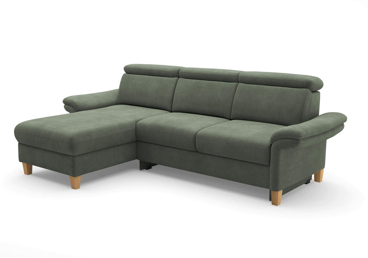 ECKSOFA GLENDALE E Dunkelgrün Flachgewebe  - Dunkelgrün/Eichefarben, KONVENTIONELL, Holz/Textil (166/253cm) - Sit & More