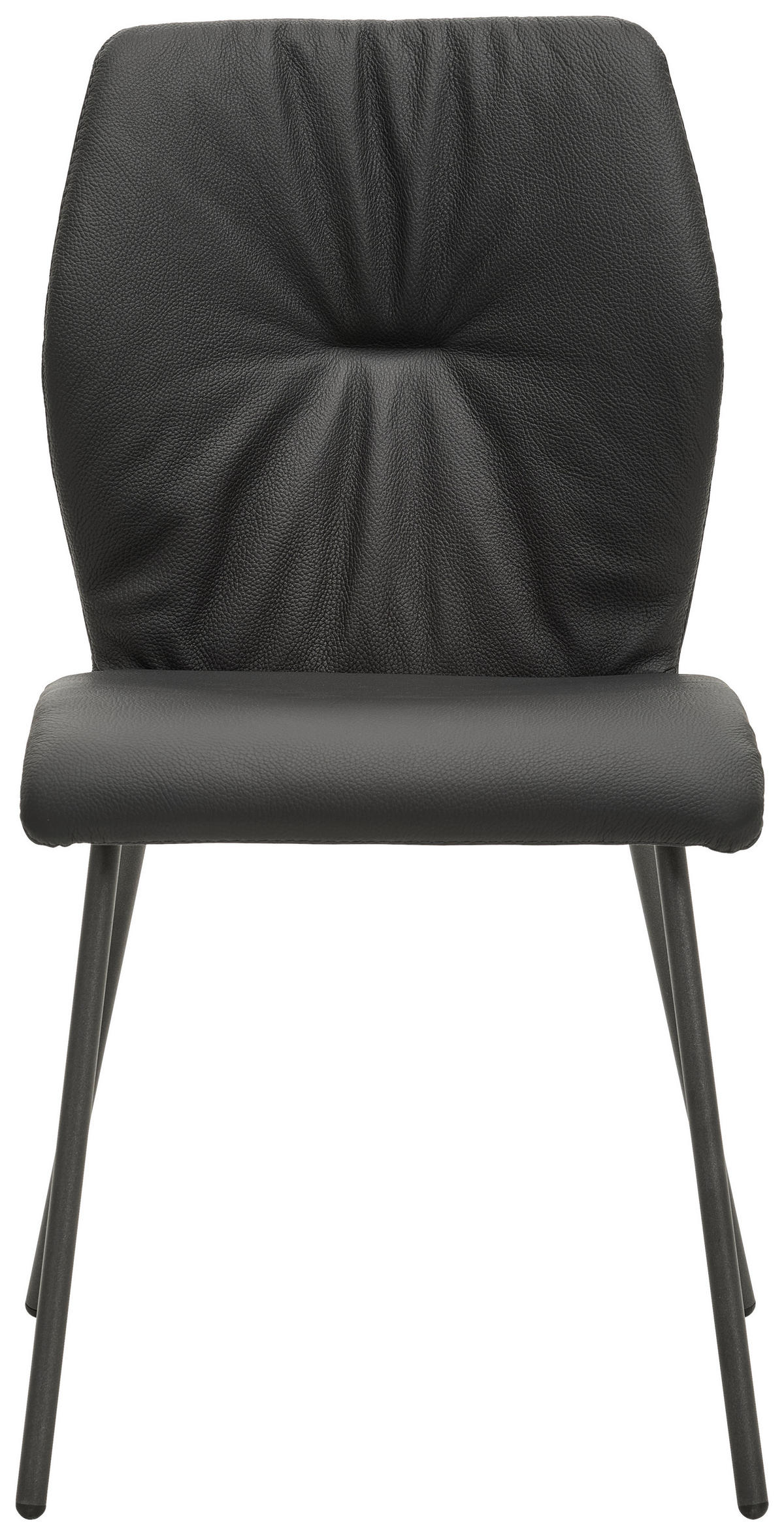 STUHL Echtleder Schwarz  - Anthrazit/Schwarz, Design, Leder/Metall (49/89/59cm) - Bert Plantagie
