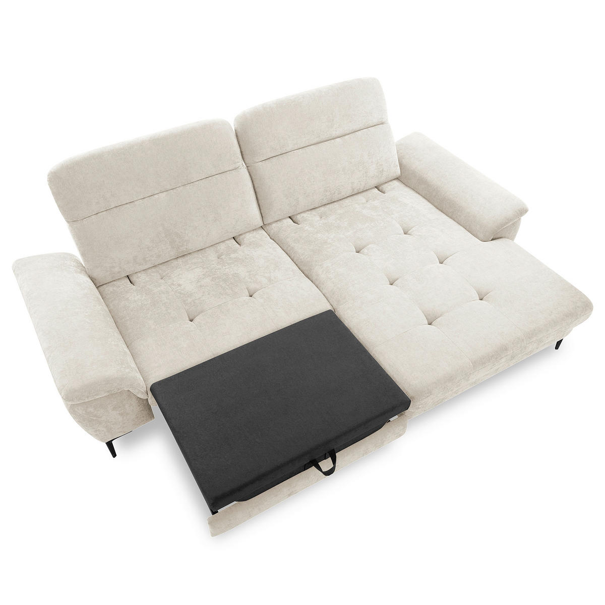 ECKSOFA  Webstoff Creme  - Creme/Schwarz, Design, Textil/Metall (268/195cm) - Livetastic