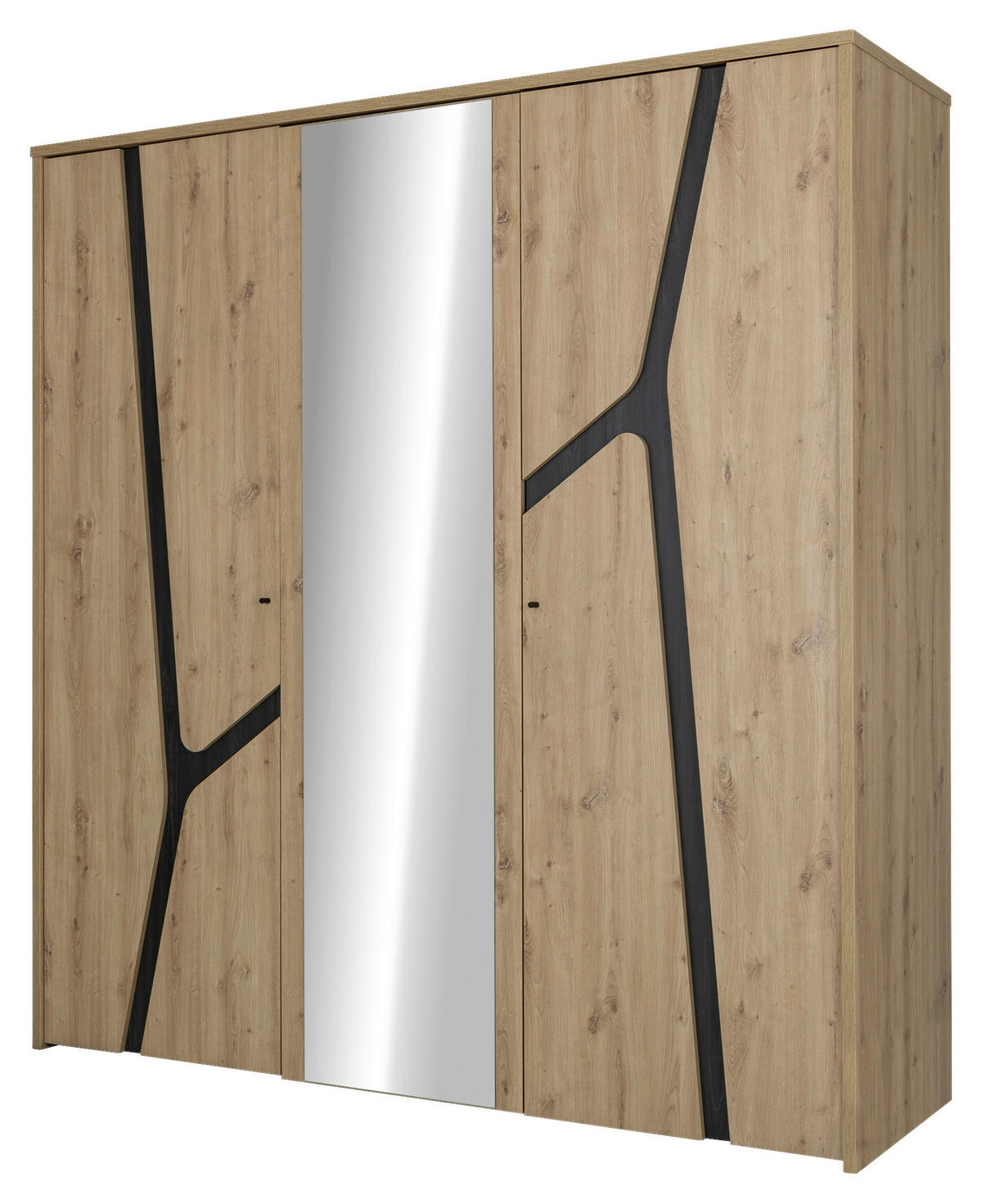 SKRIŇA S OTOČNÝMI DVERAMI, dub artisan, tmavý dub, 200/210/60 cm - čierna/tmavý dub, Modern, kov/kompozitné drevo (200/210/60cm) - MID.YOU