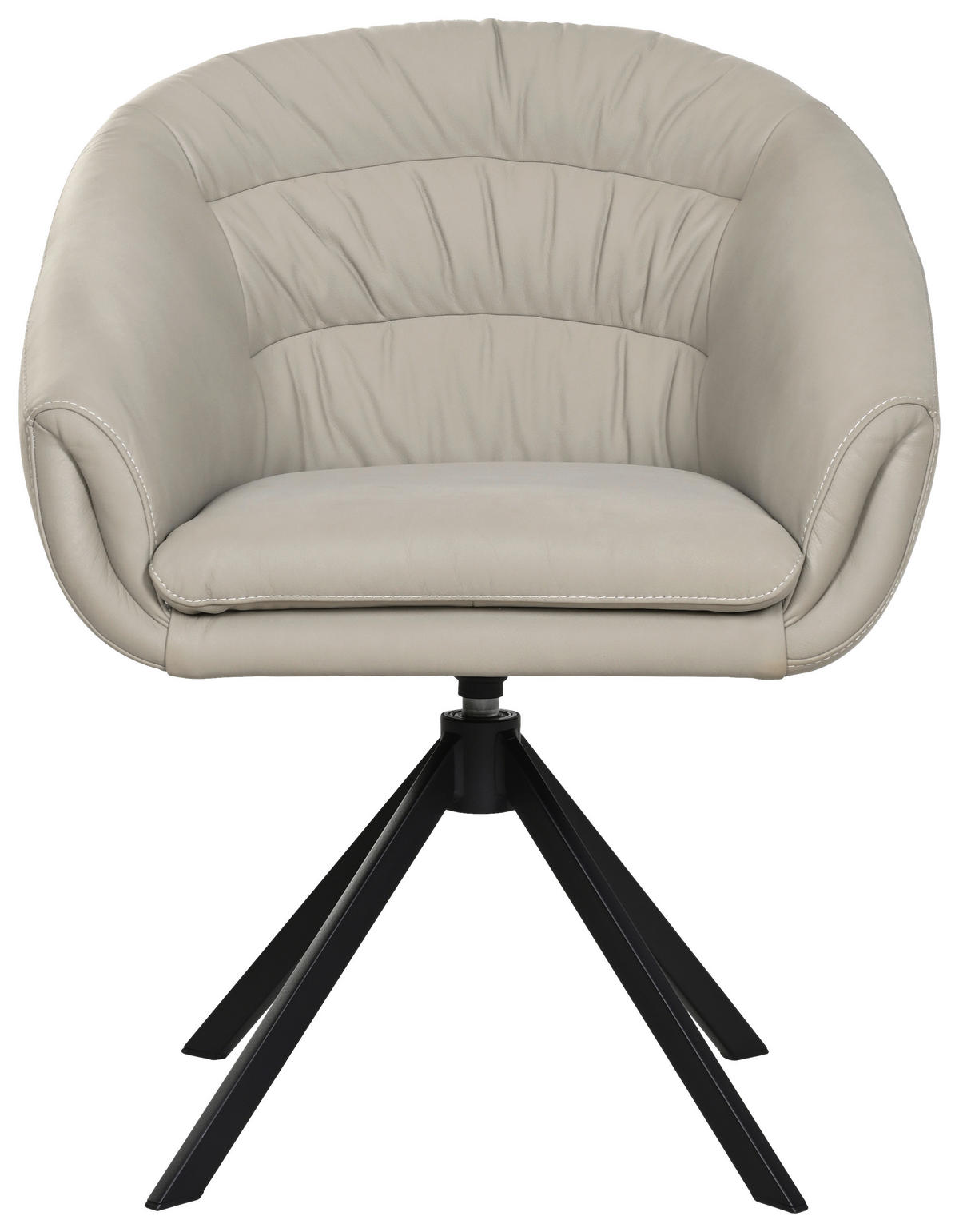 ARMLEHNSTUHL  Lederauswahl, Sitzfläche 360° drehbar  Echtleder  - Greige/Schwarz, Design, Leder/Metall (64/81.5/61cm) - Johann Jakob