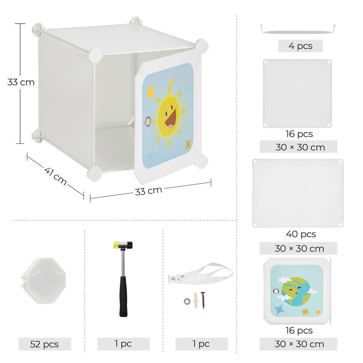 KINDERREGAL 123/123/41 cm  - Weiß, Basics, Kunststoff/Metall (123/123/41cm)