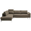 ECKSOFA in Echtleder Taupe  - Taupe/Chromfarben, Design, Leder/Metall (200/281cm) - Pure Home Lifestyle