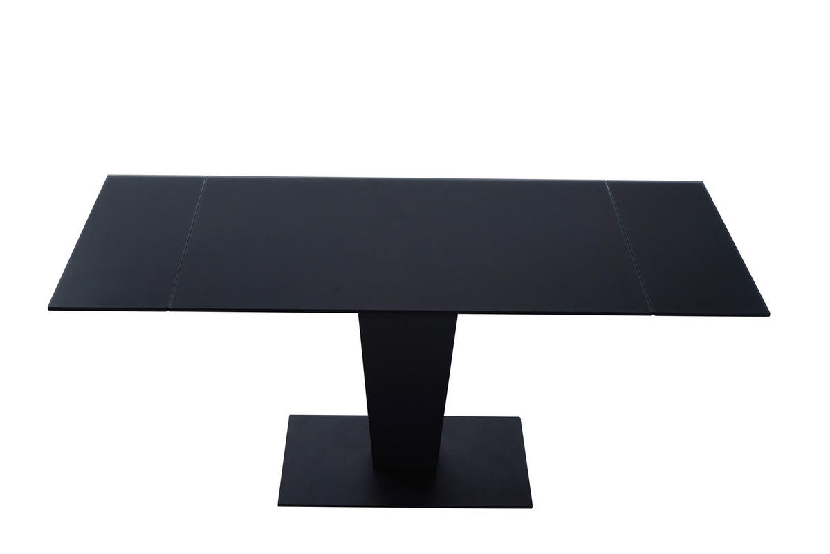 ESSTISCH 120-179/80/76 cm  Metall, Glas ausziehbar rechteckig Schwarz  - Schwarz, Design, Glas/Metall (120-179/80/76cm) - Novel