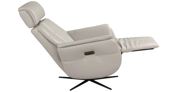RELAXSESSEL Argo Echtleder Relaxfunktion, Kopfteilverstellung, Rücken echt    - Hellgrau, Design, Leder (71/110/80cm) - Novel