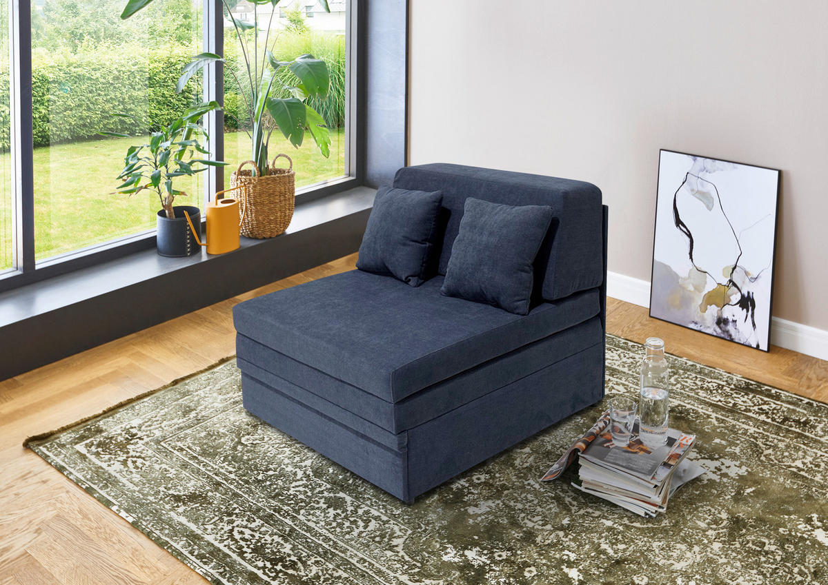 FOTELJA NA RAZVLAČENJE 90/100/90 cm , plava  - plava, Moderno, tekstil (90/100/90cm) - Carryhome