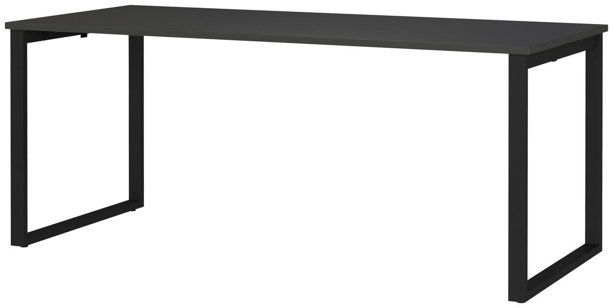 SCHREIBTISCH 180/80/75 cm, Graphitfarben, Schwarz, in verschiedenen Holz-Dekoren erhältlich, justierbare Füße  - Graphitfarben/Schwarz, MODERN, Holzwerkstoff/Metall (180/80/75cm) - Novel