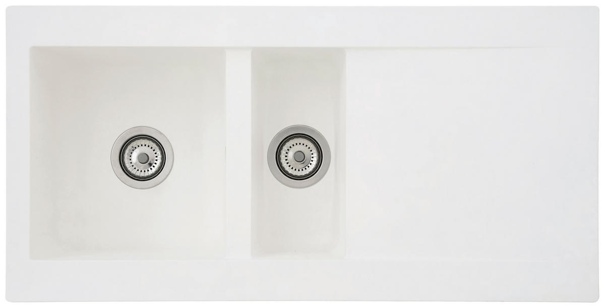 SPÜLE 1712DENVER100X50W  - Weiß, Trend, Glas/Kunststoff (100/20/50cm) - Respekta