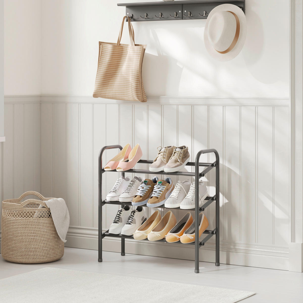 SCHUHREGAL Schwarz  - Schwarz, Trend, Metall (83/58/23cm) - Boxxx