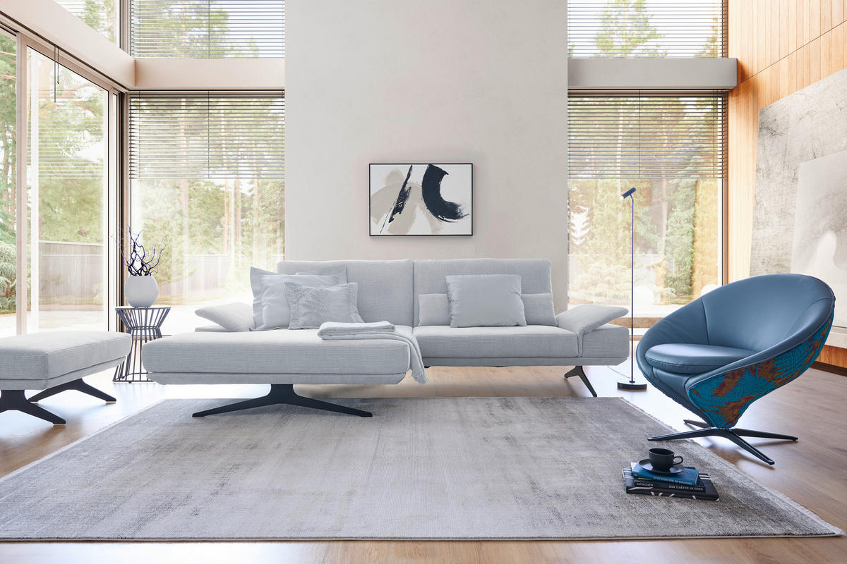 ECKSOFA  in Flachgewebe Grau  155/284 cm  - Schwarz/Grau, Design, Textil/Metall (155/284cm) - Koinor