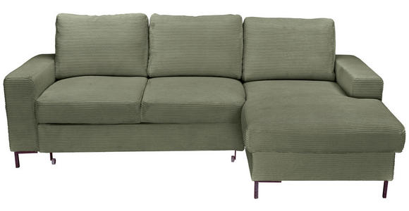 ECKSOFA Salbeigrün Cord  - Salbeigrün/Schwarz, KONVENTIONELL, Textil/Metall (240/150cm) - Carryhome