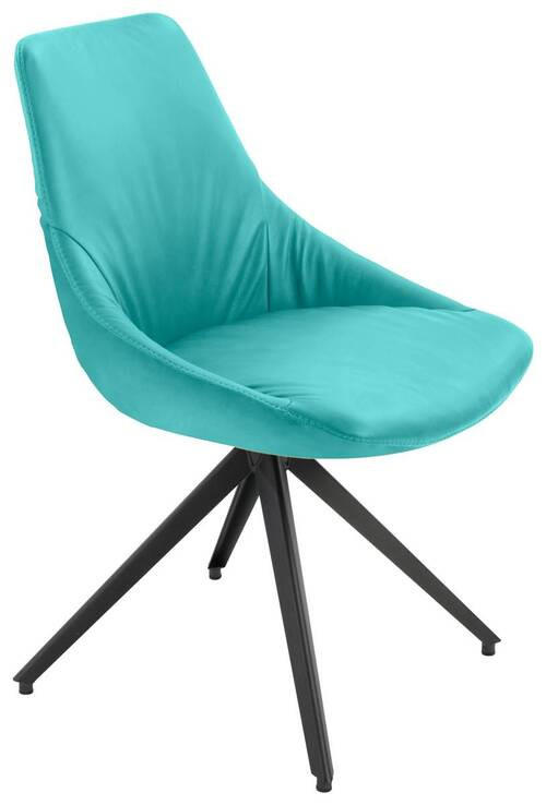 STUHL Echtleder Petrol, Anthrazit  - Anthrazit/Petrol, Design, Leder/Metall (55/87/62cm) - Bert Plantagie