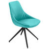 STUHL Echtleder Petrol, Anthrazit  - Anthrazit/Petrol, Design, Leder/Metall (55/87/62cm) - Bert Plantagie