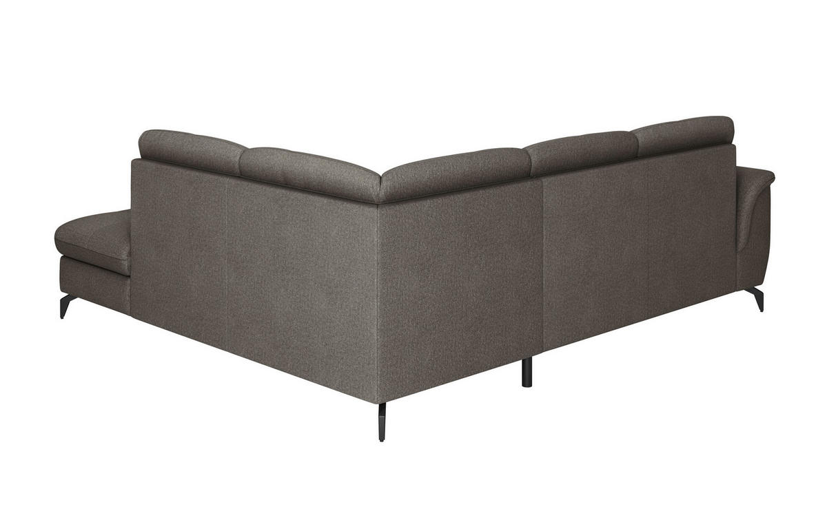 ECKSOFA ZORA E Graphitfarben Flachgewebe  - Schwarz/Graphitfarben, MODERN, Textil/Metall (244/212cm) - Sit & More