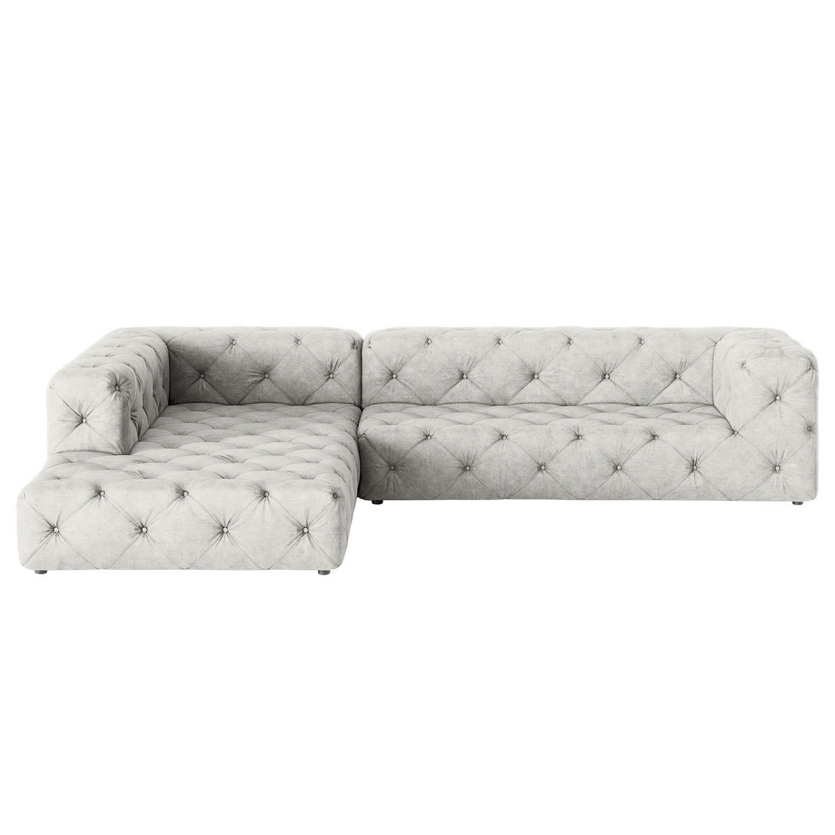 ECKSOFA Mikrofaser Hellgrau  - Hellgrau/Schwarz, Design, Kunststoff/Textil (228/325cm) - P & B