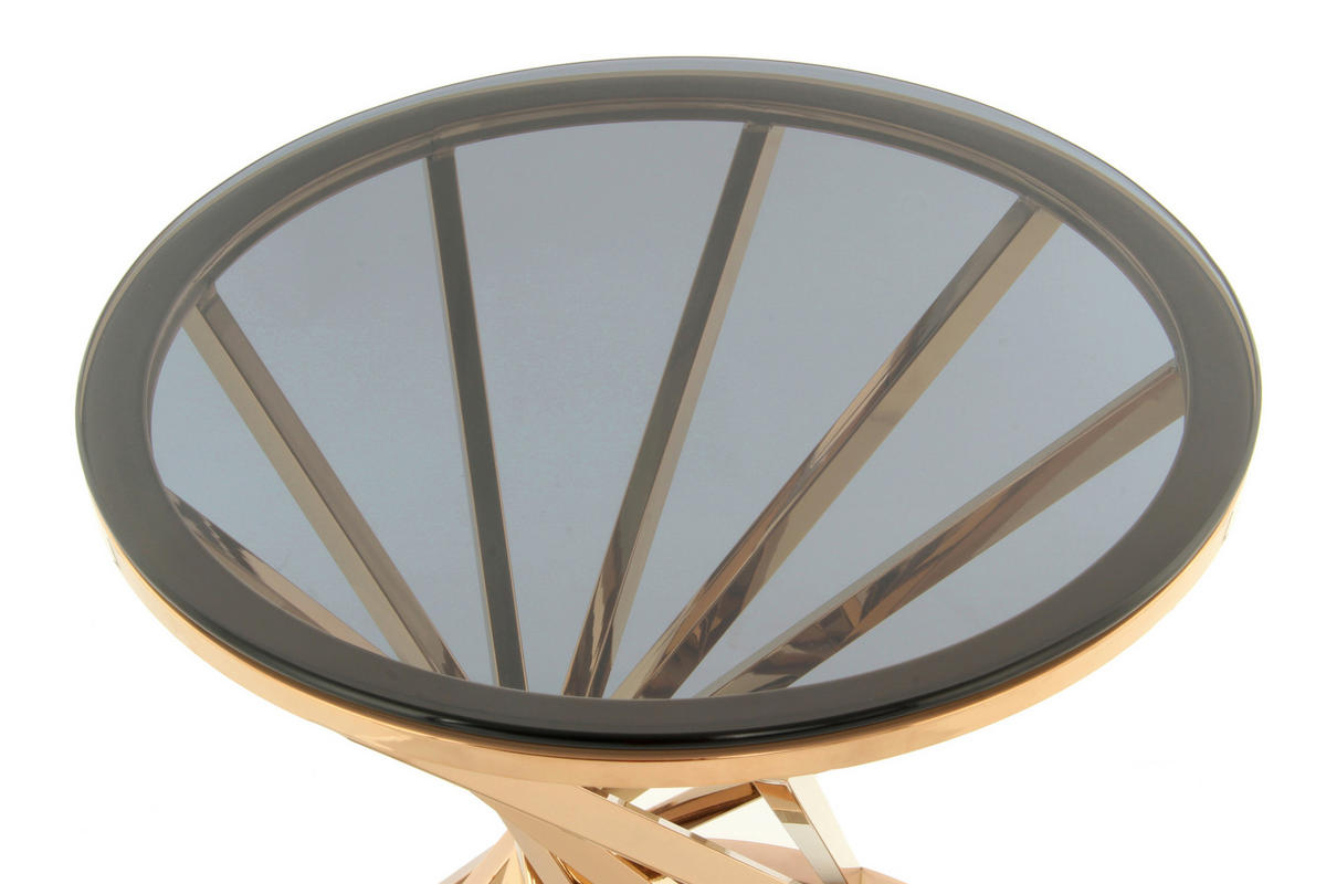 BEISTELLTISCH 40/40/42 cm Grau, Roségold rund  - Roségold/Grau, Design, Glas/Metall (40/40/42cm) - Kayoom