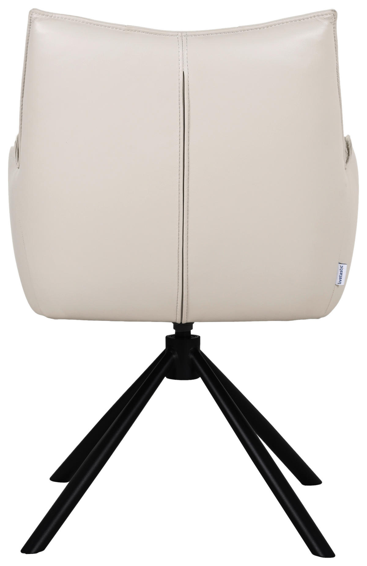 ARMLEHNSTUHL  Sitzfläche 360° drehbar, automatische Rückholfunktion  Echtleder  - Hellgrau/Schwarz, MODERN, Leder/Metall (58,5/87,5/61cm) - Livetastic