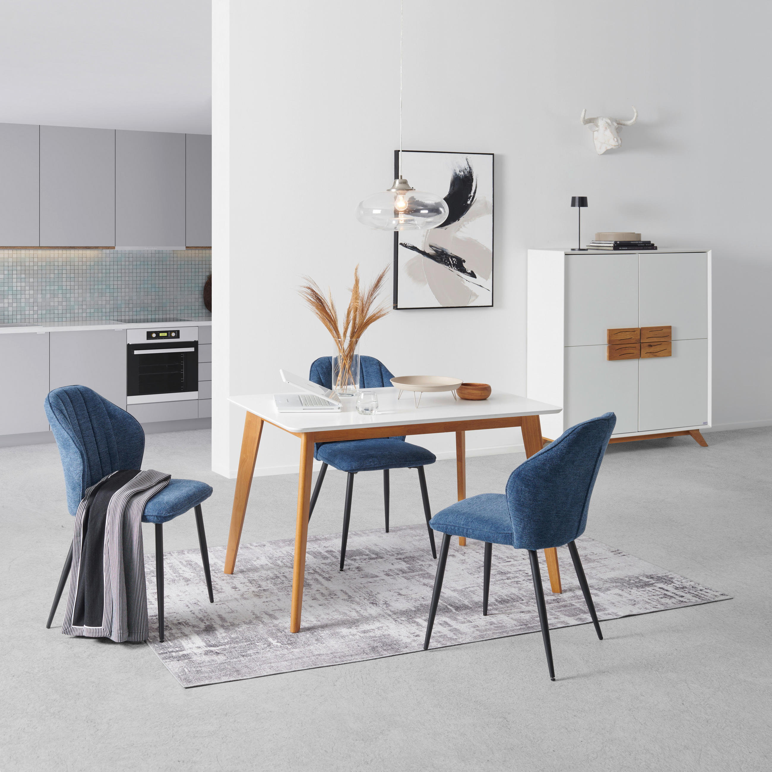 ESSTISCH Kautschukholz massiv rechteckig Weiß  - Eichefarben/Weiß, Design, Holz (120/80/76cm) - Livetastic