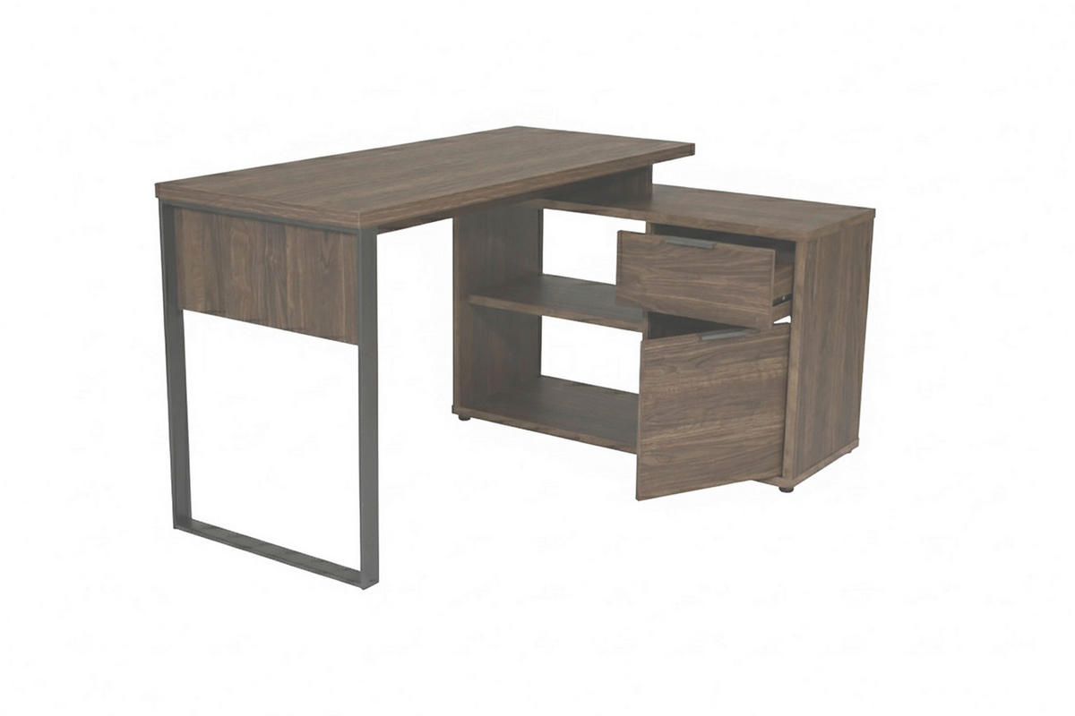 ECKSCHREIBTISCH 140/76/100 cm Walnussfarben Stauraum, seitenverkehrt montierbar, in verschiedenen Holz-Dekoren erhältlich  - Eichefarben/Anthrazit, LIFESTYLE, Holzwerkstoff/Metall (140/76/100cm) - MID.YOU