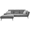 ECKSOFA Grau Cord  - Schwarz/Grau, KONVENTIONELL, Textil/Metall (205/304cm) - SetOne by Musterring