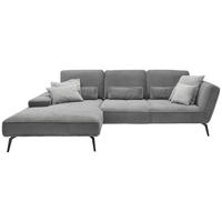 ECKSOFA Grau Cord  - Schwarz/Grau, KONVENTIONELL, Textil/Metall (205/304cm) - SetOne by Musterring