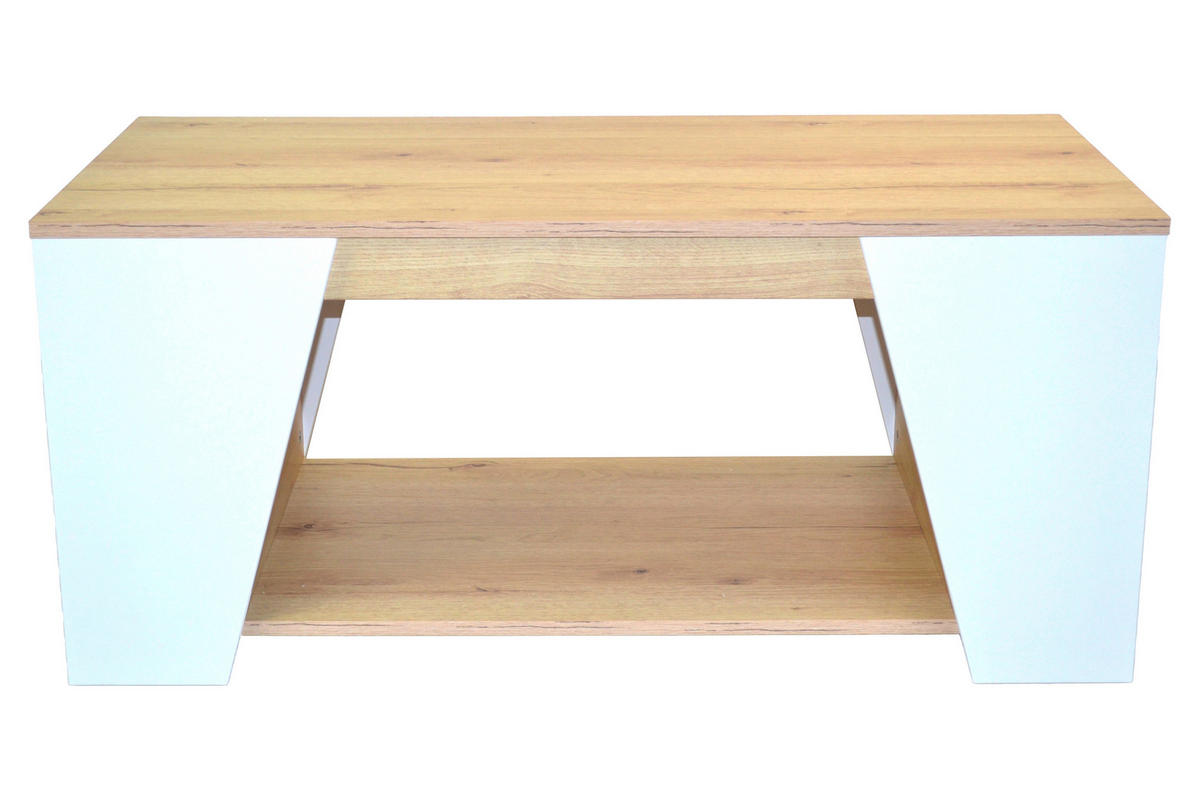 COUCHTISCH 100/50/45 cm rechteckig Weiß, Eichefarben  - Eichefarben/Weiß, Design, Holzwerkstoff (100/50/45cm) - MID.YOU
