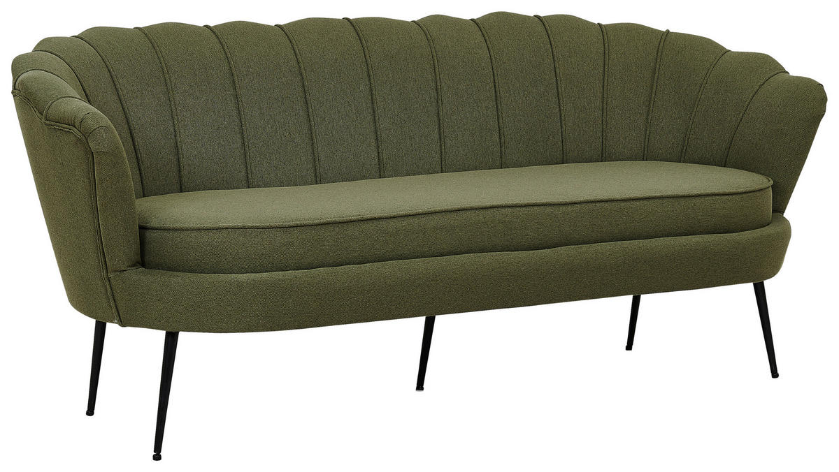 2-SITZER-SOFA Schwarz, Olivgrün  - Schwarz/Olivgrün, Design, Textil/Metall (180/78.5/78cm) - Livetastic