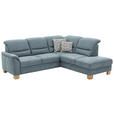 ECKSOFA Blau Mikrofaser  - Wildeiche/Blau, KONVENTIONELL, Holz/Textil (254/224cm) - Carryhome