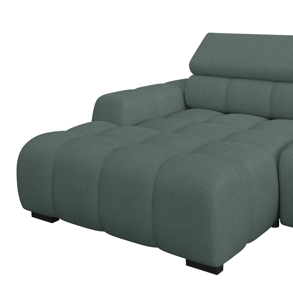 ECKSOFA Grün Webstoff  - Schwarz/Grün, Trend, Kunststoff/Textil (168/285cm) - Livetastic