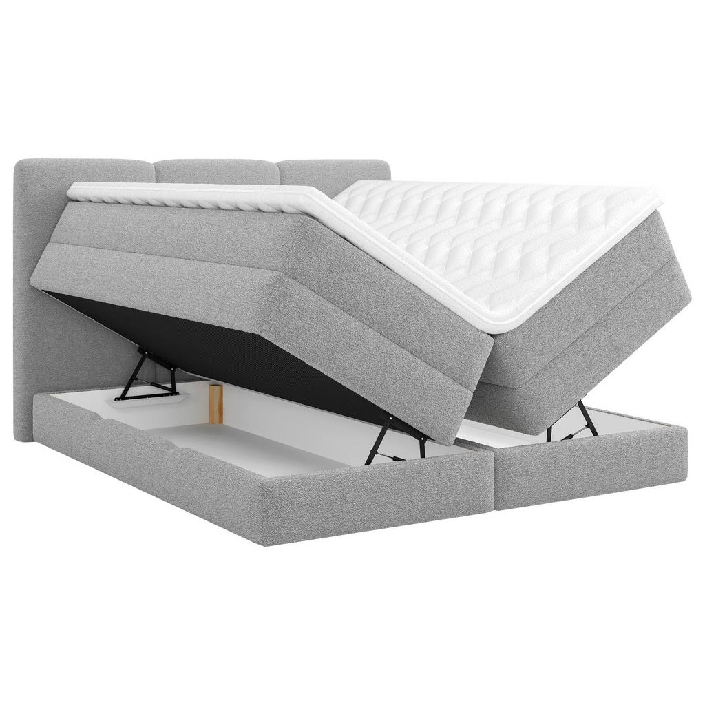 Thumbnail - Mid.you Boxspringbett, Grau, Holz, Textil, Holzwerkstoff, H2 + H3, Höhe ca. 19 cm, 160x200 cm, Bettkasten, gepolstertes ...