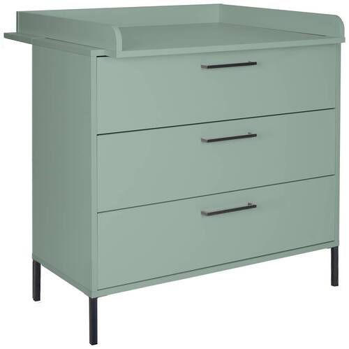 WICKELKOMMODE MIA Grün  - Anthrazit/Grün, Basics, Holzwerkstoff/Metall (101/91/101/45/77cm) - Jimmylee
