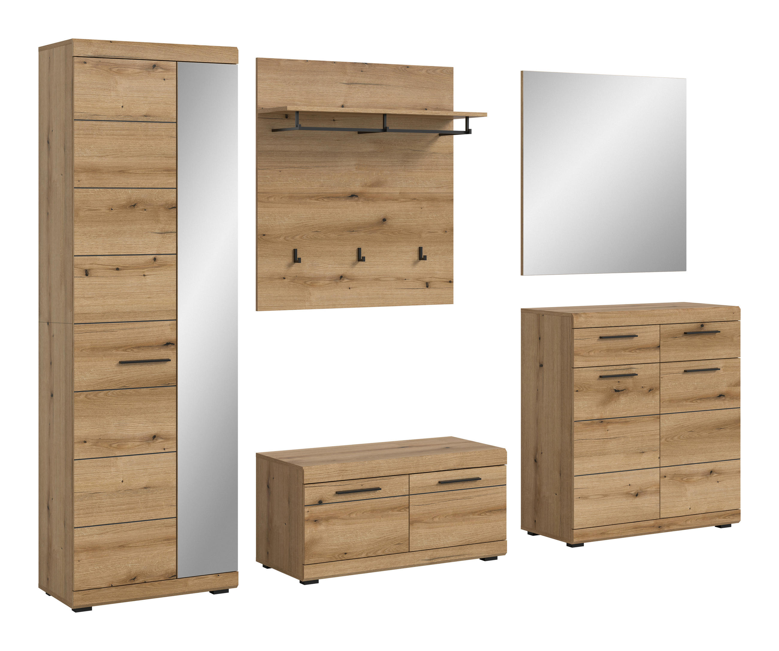 HALLMÖBEL 5 delar i 272/197/40 cm mörk ek 197/272/40 cm