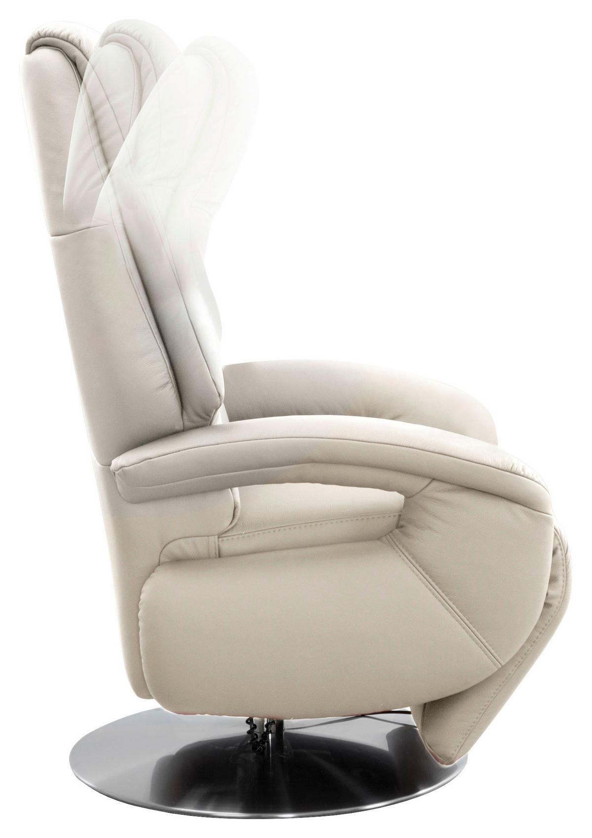 RELAXSESSEL Echtleder    - Chromfarben/Weiß, KONVENTIONELL, Leder/Metall (74/111/77cm) - Sit & More