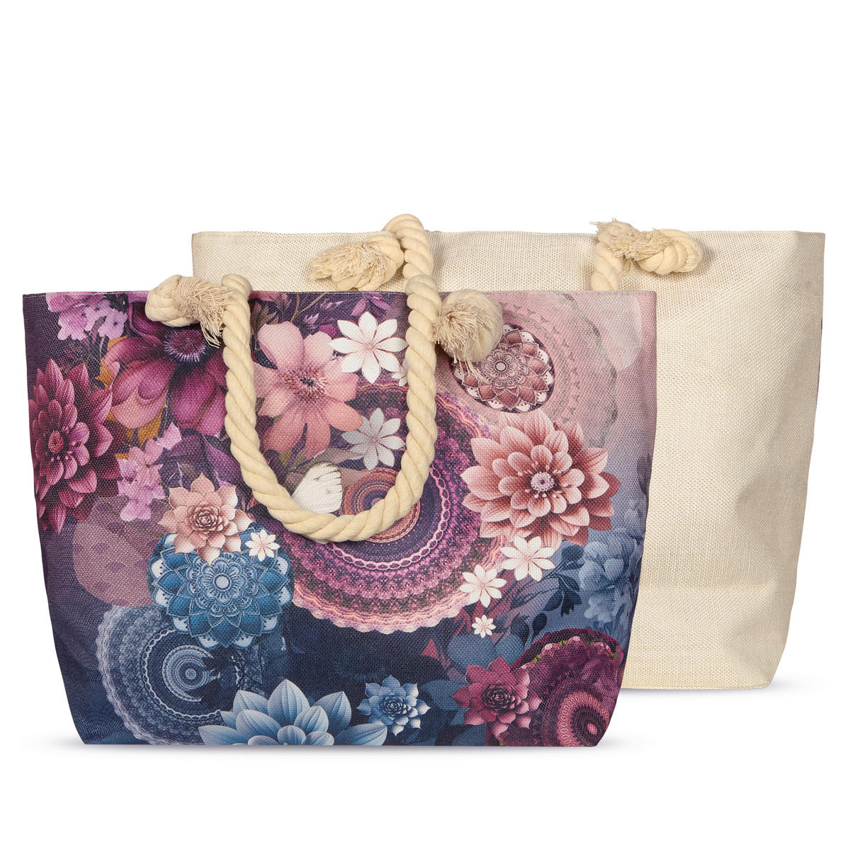 STRANDTASCHE - Bordeaux/Multicolor, Basics, Textil (60/43cm)