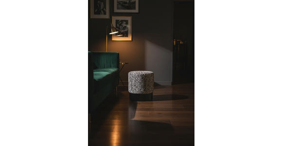 HOCKER in Holz, Metall, Textil Schwarz, Weiß  - Schwarz/Weiß, KONVENTIONELL, Holz/Textil (35/42/35cm) - Xora