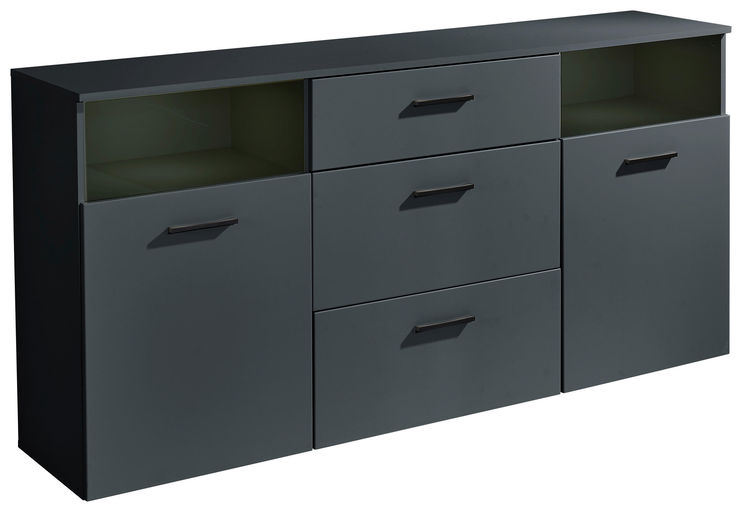 SIDEBOARD 180/86/38 cm  in Anthrazit  - Anthrazit/Schwarz, Design, Glas/Holzwerkstoff (180/86/38cm) - MID.YOU