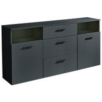 SIDEBOARD 180/86/38 cm  in Anthrazit  - Anthrazit/Schwarz, Design, Glas/Holzwerkstoff (180/86/38cm) - MID.YOU