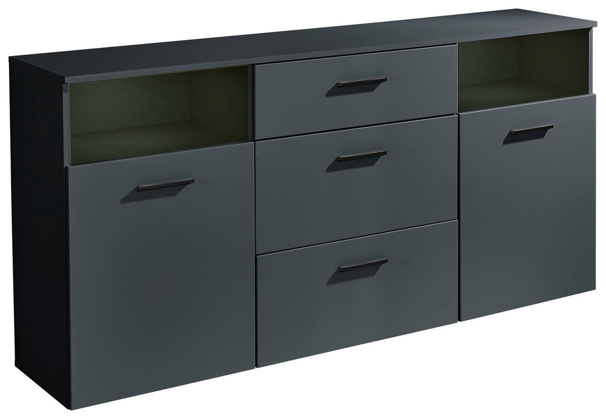 SIDEBOARD 180/86/38 cm  in Anthrazit  - Anthrazit/Schwarz, Design, Glas/Holzwerkstoff (180/86/38cm) - MID.YOU